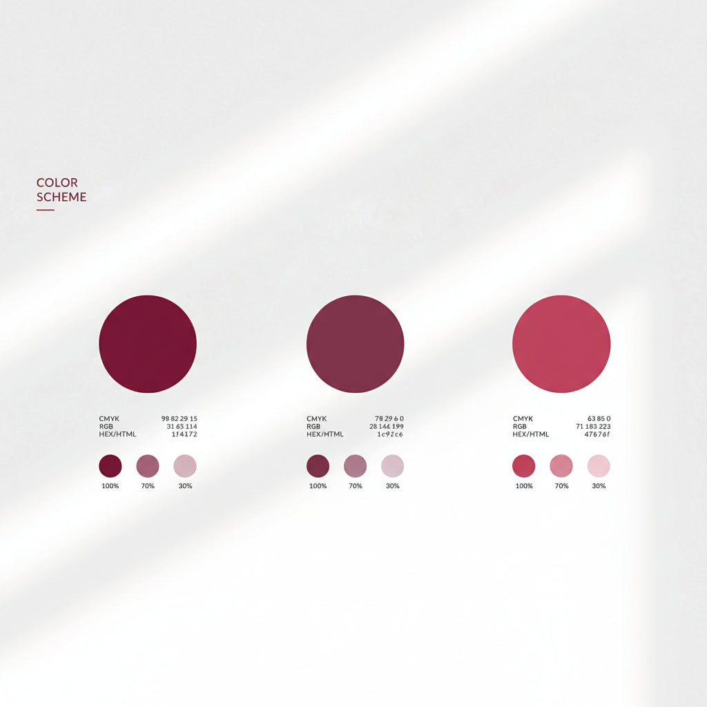Color scheme with red and pink circles and swatches on a white background